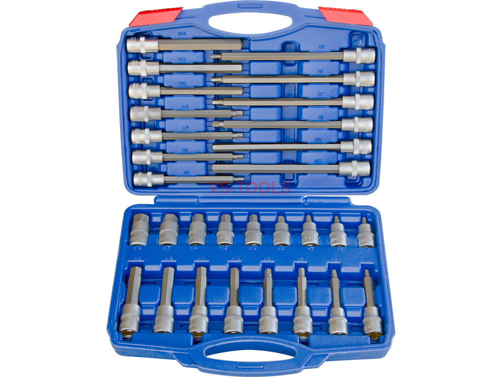 30pcs 1/2 Metric Hex Socket Set Allen Keys Bit H5H19 Extra